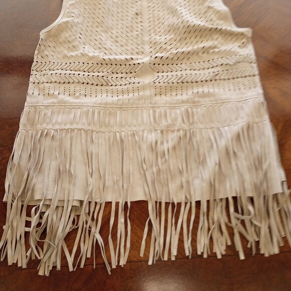 WOMENS ELIE TAHARI 100% LAMB SUEDE FRINGED VEST SIZE S - Picture 6 of 6
